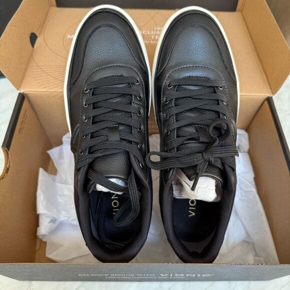 Vionic Emery Low Top Sneaker black leather women’s size 8 NWB - Picture 4 of 5